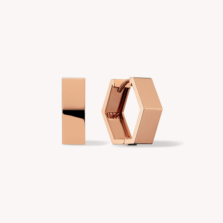 Pentagon-Shaped Huggie Hoop Earrings 14K Yellow Gold