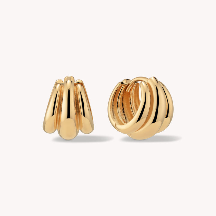 Blooming Shell Hoop Earrings – Textured Scallop Hoops in 14K Solid Gold