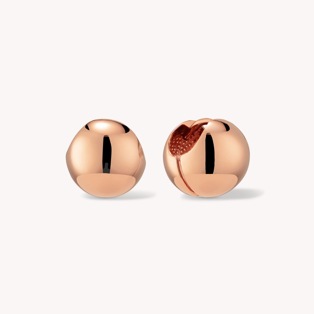 Bold Ball Huggie Hoop Earrings (Large 13mm) – Chunky 14K Solid Gold Circular Bead Sphere Hoops