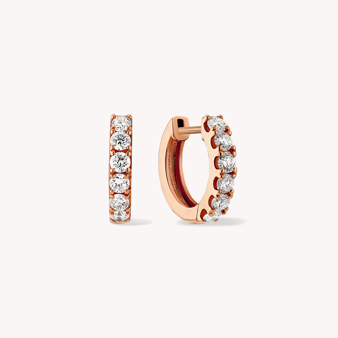 Chunky 6 Stones Lab Grown Diamond Huggie Hoop Earrings – 16mm