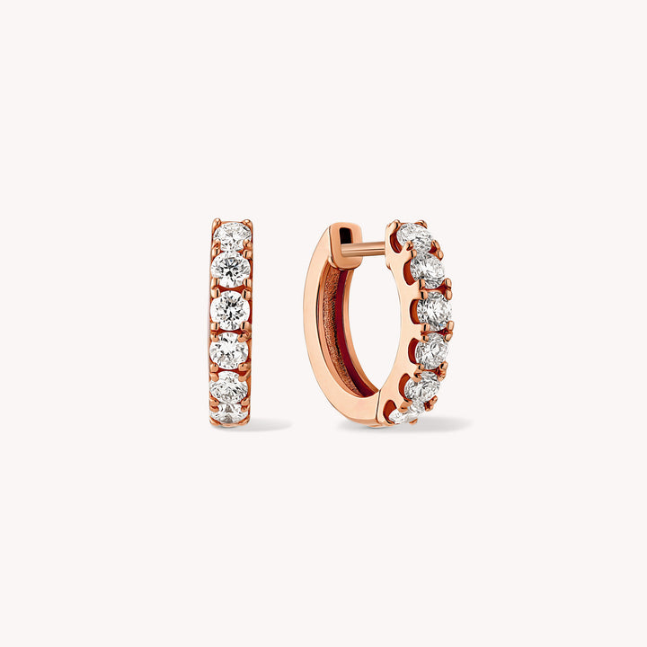 Chunky 6 Stones Lab Grown Diamond Huggie Hoop Earrings – 16mm