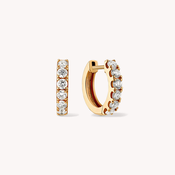Chunky 6 Stones Lab Grown Diamond Huggie Hoop Earrings – 16mm