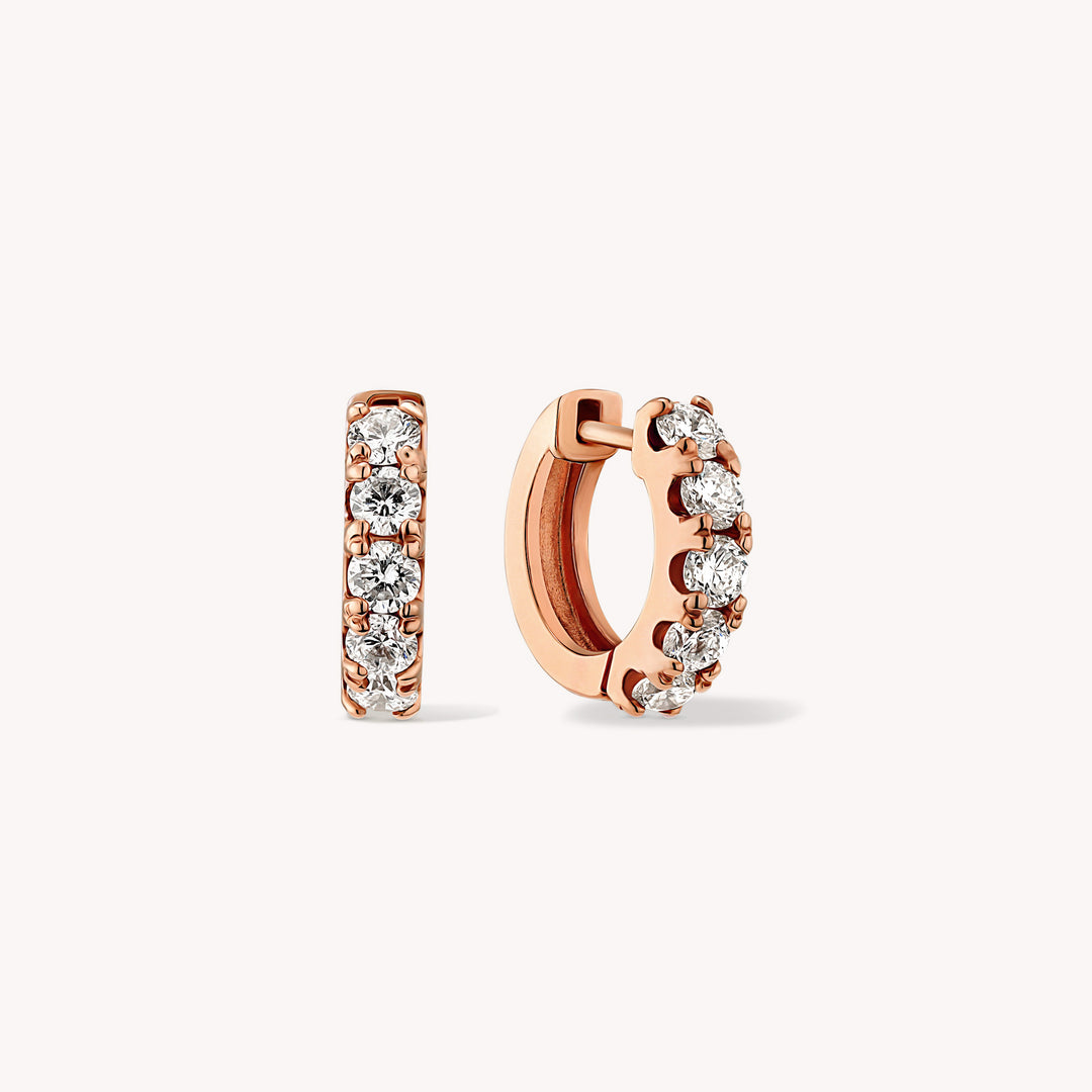 Chunky 5 Stones Lab Grown Diamond Huggie Hoop Earrings – 13mm