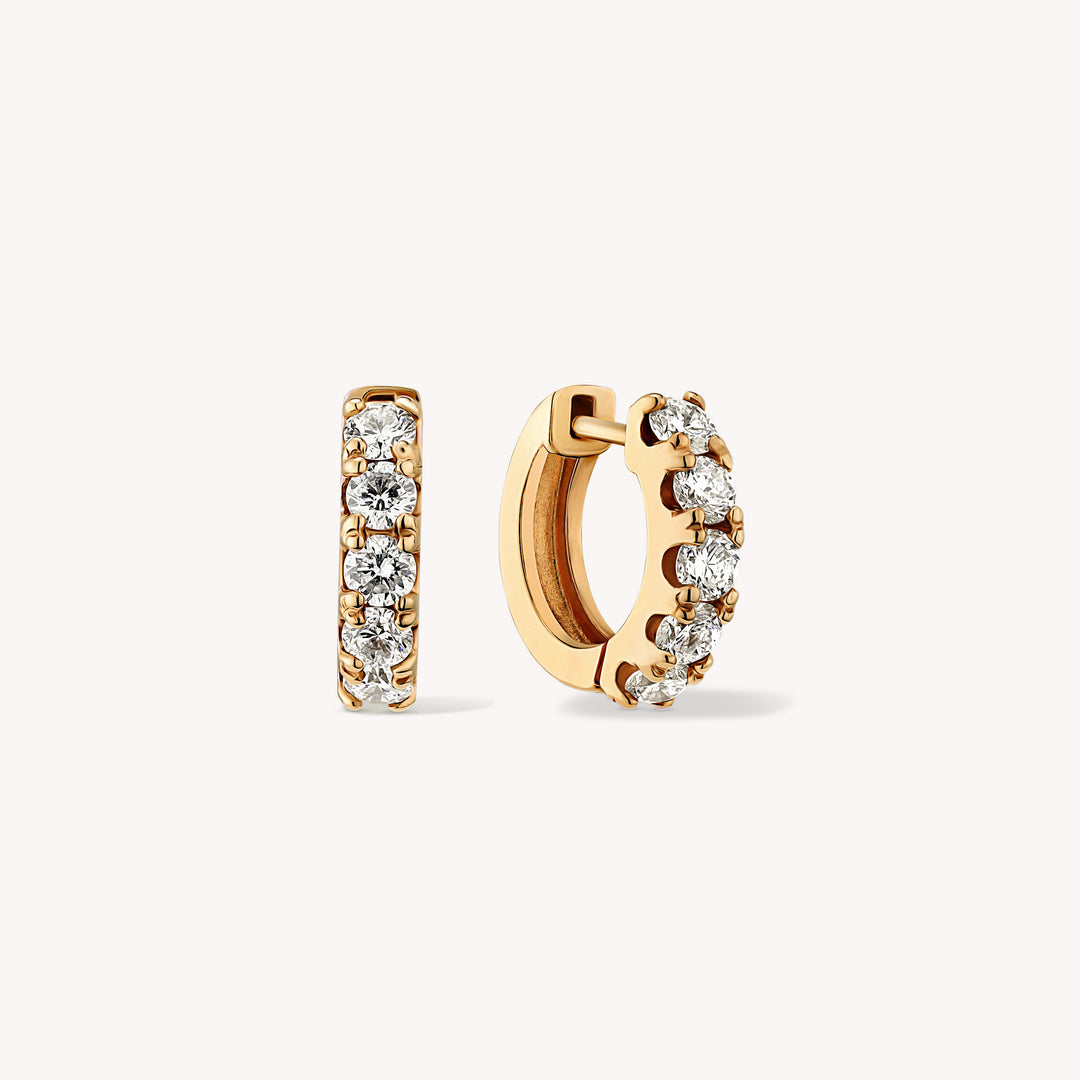 Chunky 5 Stones Lab Grown Diamond Huggie Hoop Earrings – 13mm