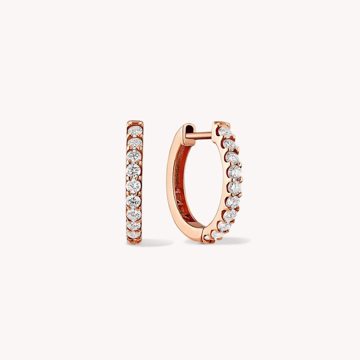 Lab Grown Diamond Huggie Hoop 11mm Earrings – 14K Gold Single or Pair