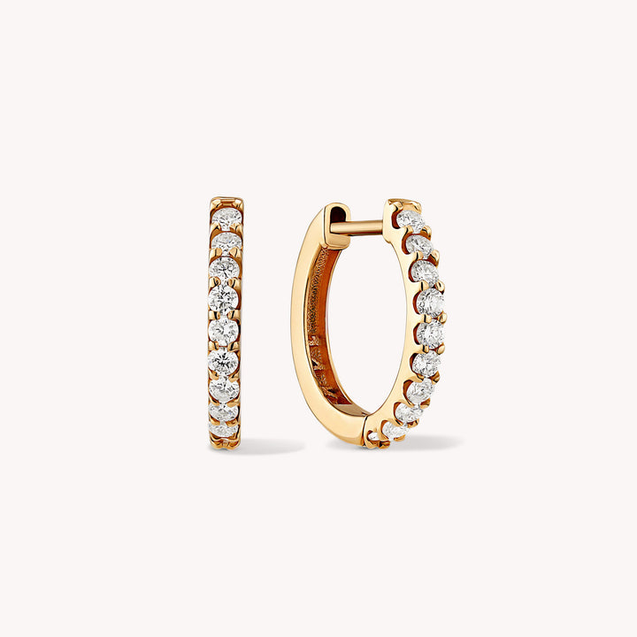 Lab Grown Diamond Huggie Hoop 13mm Earrings – 14K Gold Single or Pair