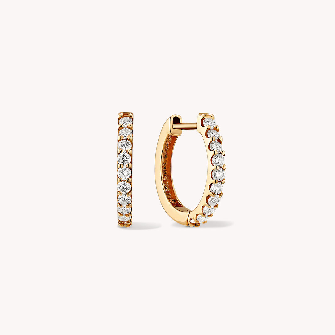 Lab Grown Diamond Huggie Hoop 11mm Earrings – 14K Gold Single or Pair