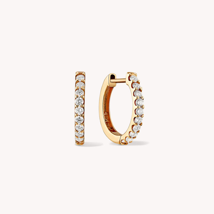 Lab Grown Diamond Huggie Hoop 11mm Earrings – 14K Gold Single or Pair