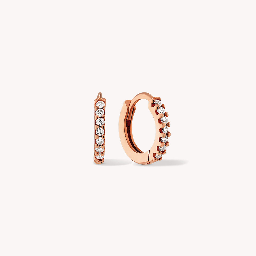 Lab Grown Diamond Huggie Hoop 10mm Earrings – 14K Gold Single or Pair