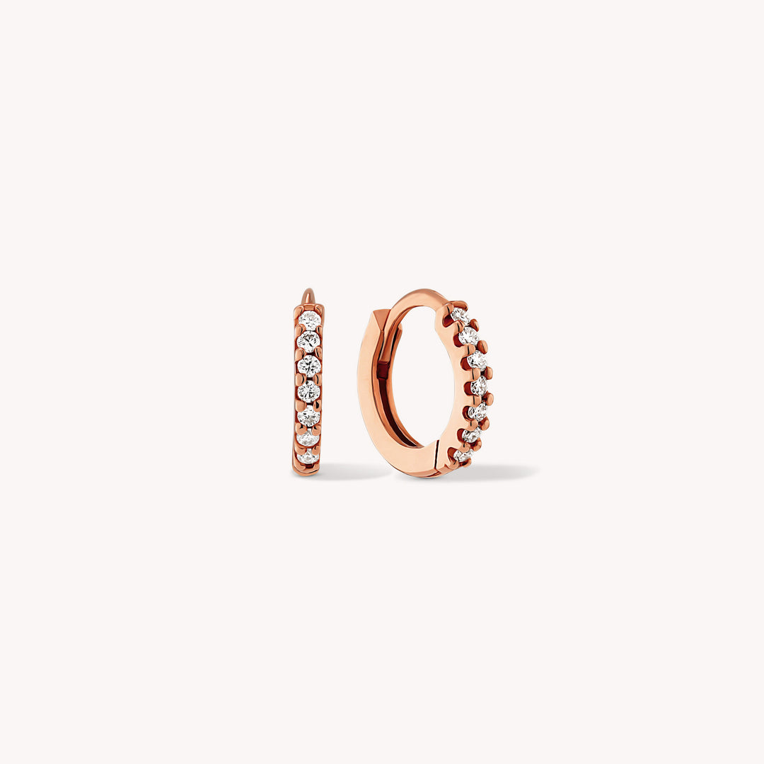 Lab Grown Diamond Huggie Hoop 9mm Earrings – 14K Gold Single or Pair