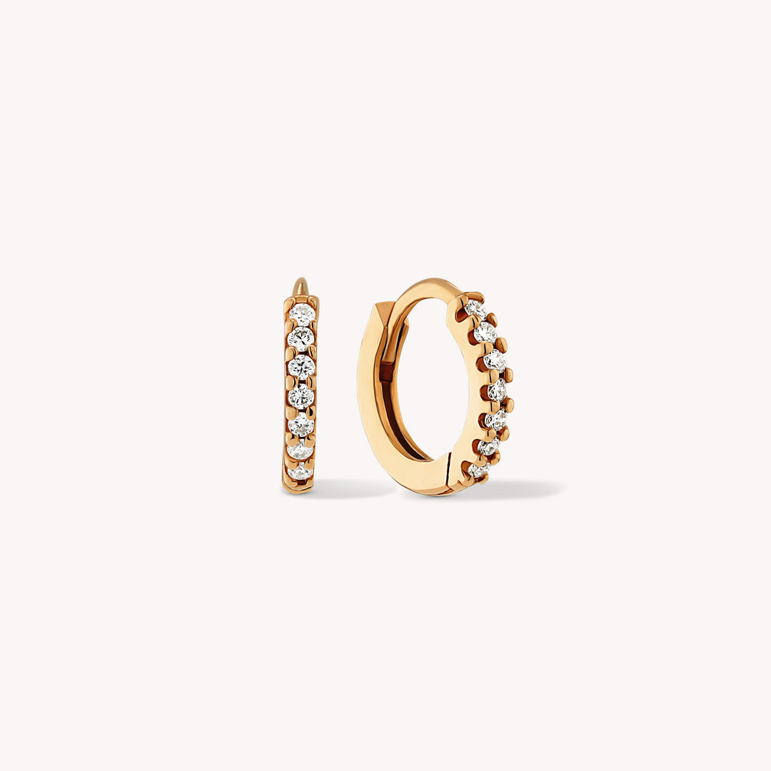 Lab Grown Diamond Huggie Hoop 10mm Earrings – 14K Gold Single or Pair
