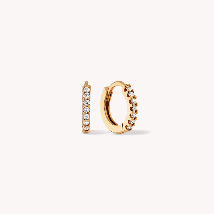 Lab Grown Diamond Huggie Hoop 9mm Earrings – 14K Gold Single or Pair