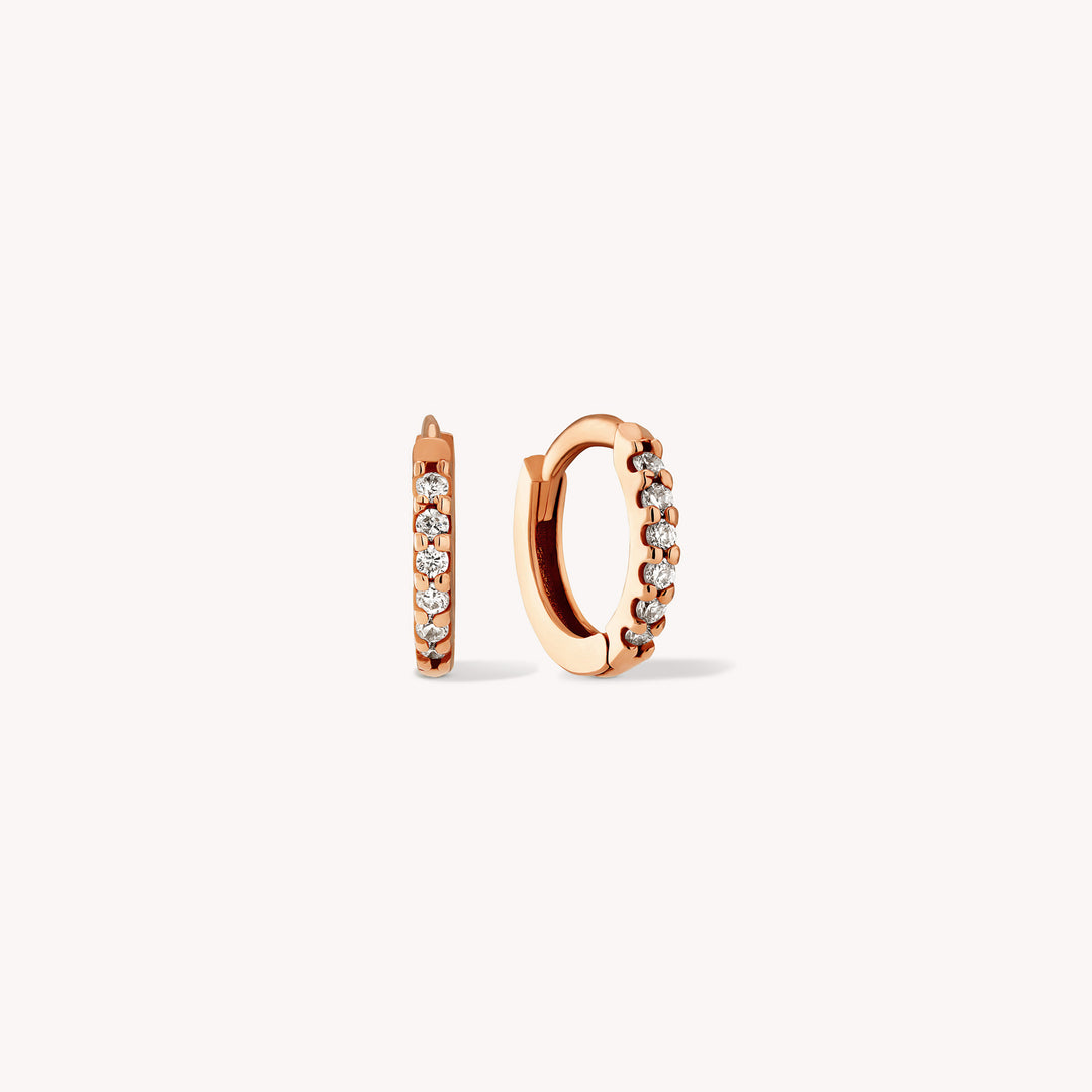 Lab Grown Diamond Huggie Hoop 8mm Earrings – 14K Gold Single or Pair
