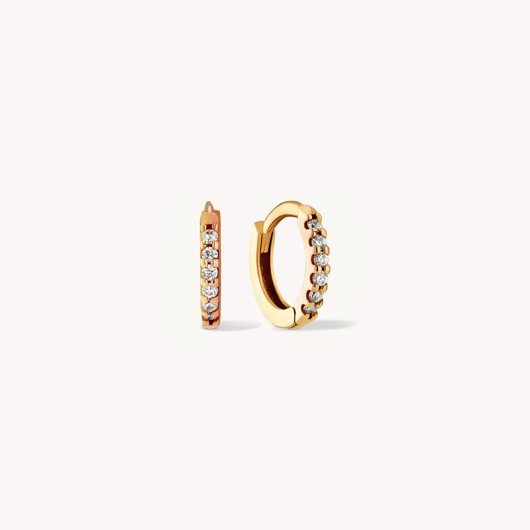 Lab Grown Diamond Huggie Hoop 8mm Earrings – 14K Gold Single or Pair