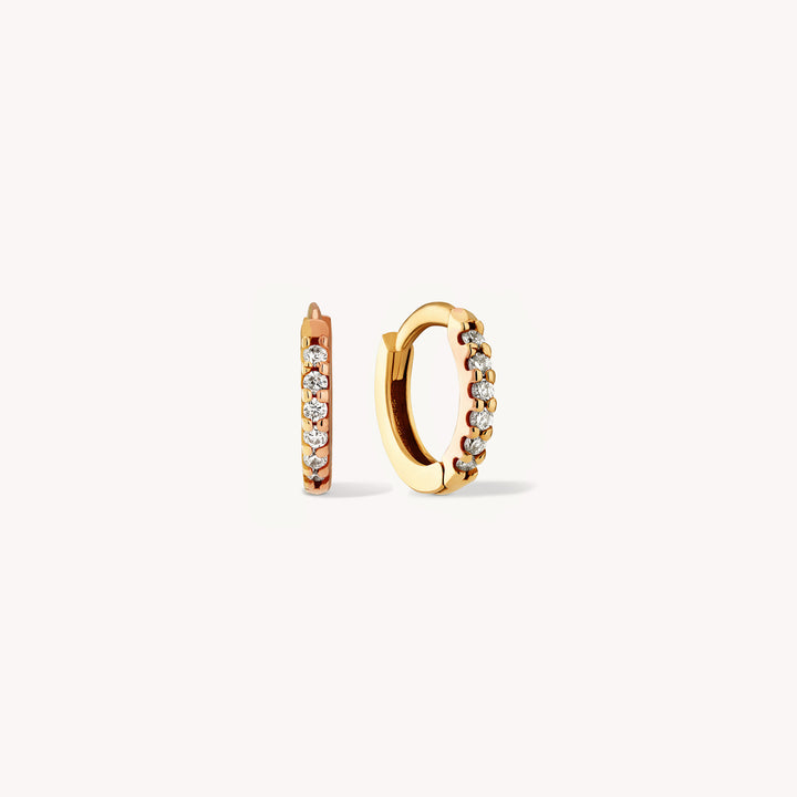 Lab Grown Diamond Huggie Hoop 8mm Earrings – 14K Gold Single or Pair