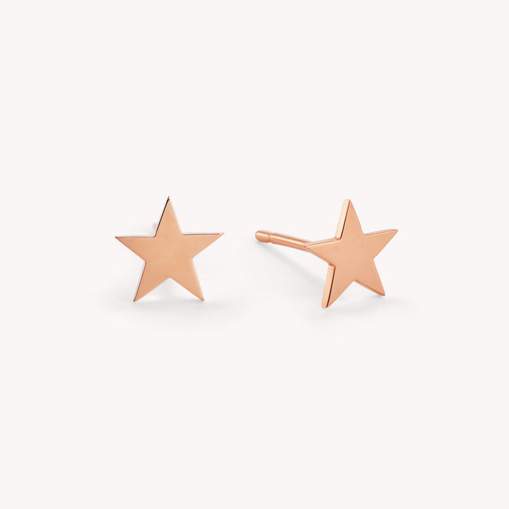 Star Shaped 14K Solid Gold or Rose Gold Stud Earrings / Tiny Star Earrings / Single or Pair