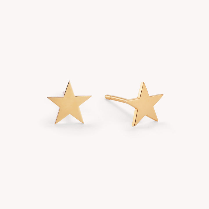 Star Shaped 14K Solid Gold or Rose Gold Stud Earrings / Tiny Star Earrings / Single or Pair
