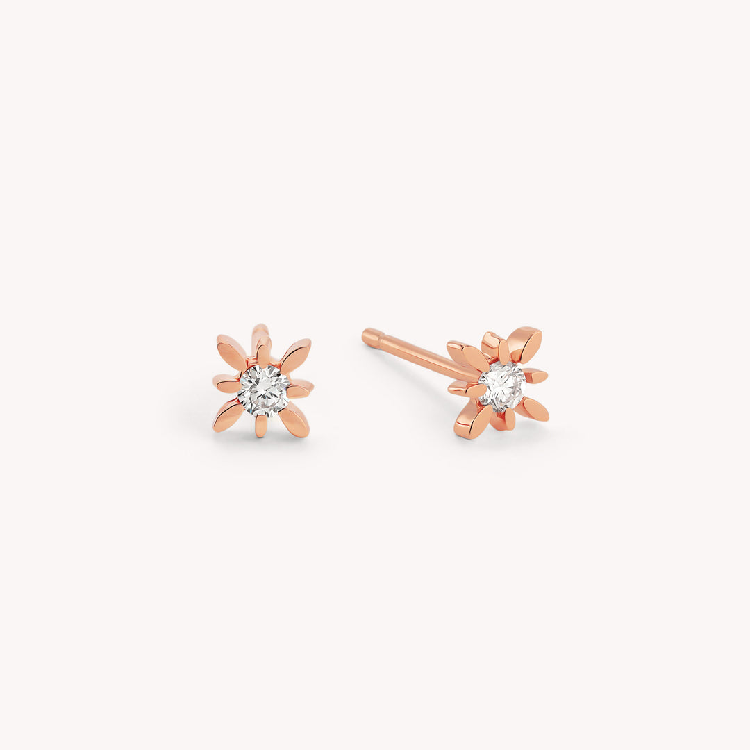 Diamond Polaris Star Stud Earrings – Tiny 14K Gold Star Diamond Studs (Single or Pair)