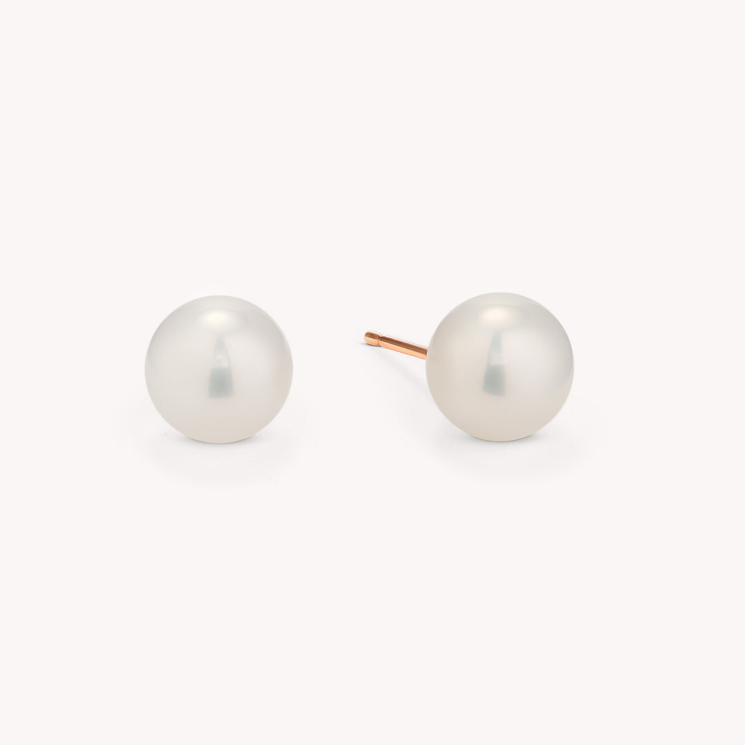 Natural Pearl Stud Earrings in 14K Solid Gold