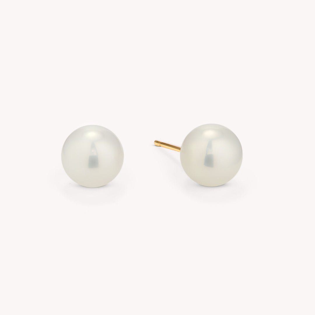 Natural Pearl Stud Earrings in 14K Solid Gold