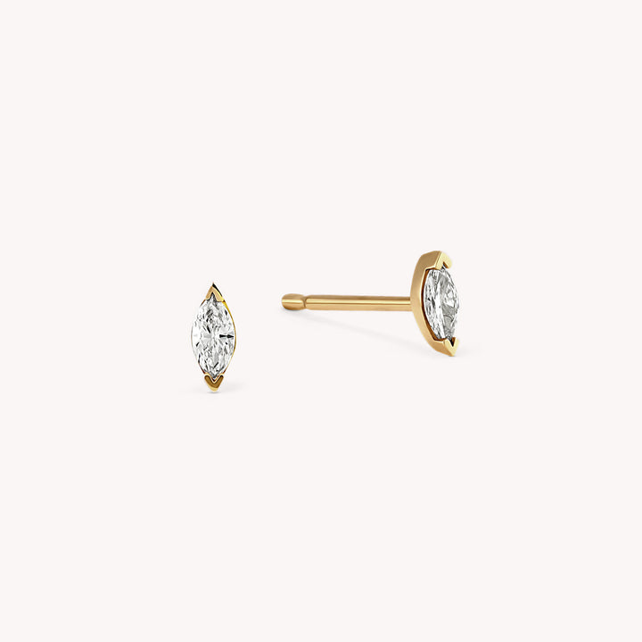 Marquise Muse Stud Earrings – Delicate 14K Gold