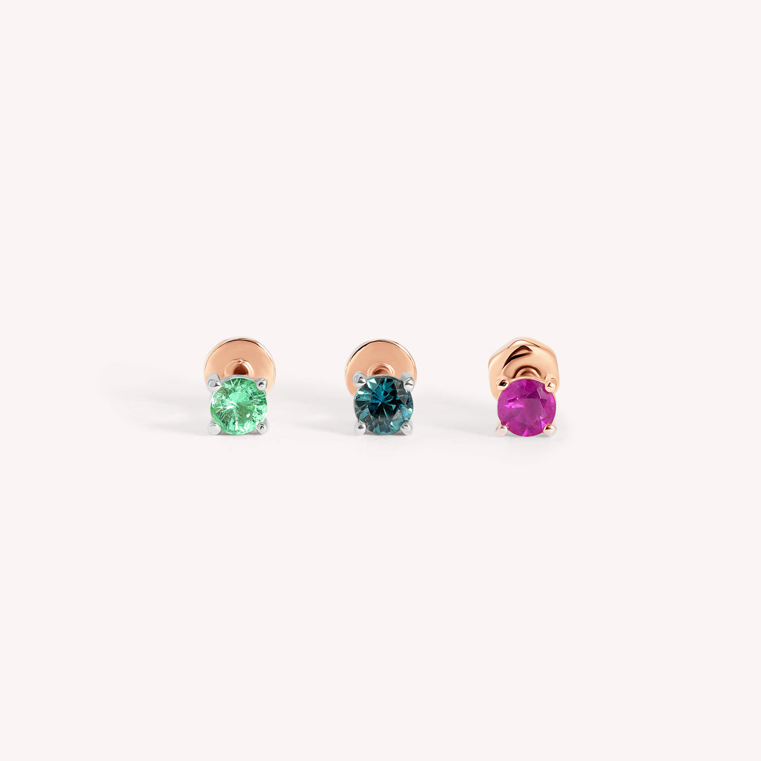 _Color Pop Stud Earrings – 14K Gold Colored Gemstone Studs - Single or Pair