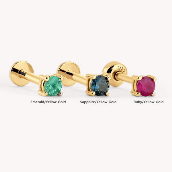 _Color Pop Stud Earrings – 14K Gold Colored Gemstone Studs - Single or Pair