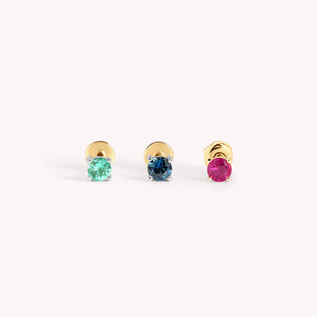 _Color Pop Stud Earrings – 14K Gold Colored Gemstone Studs - Single or Pair