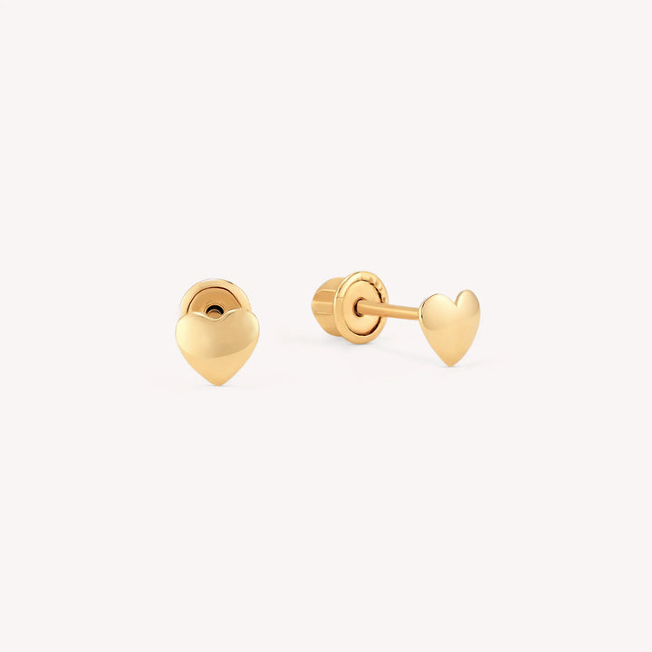 Heart Padlock Stud Earrings in 14K Solid Gold