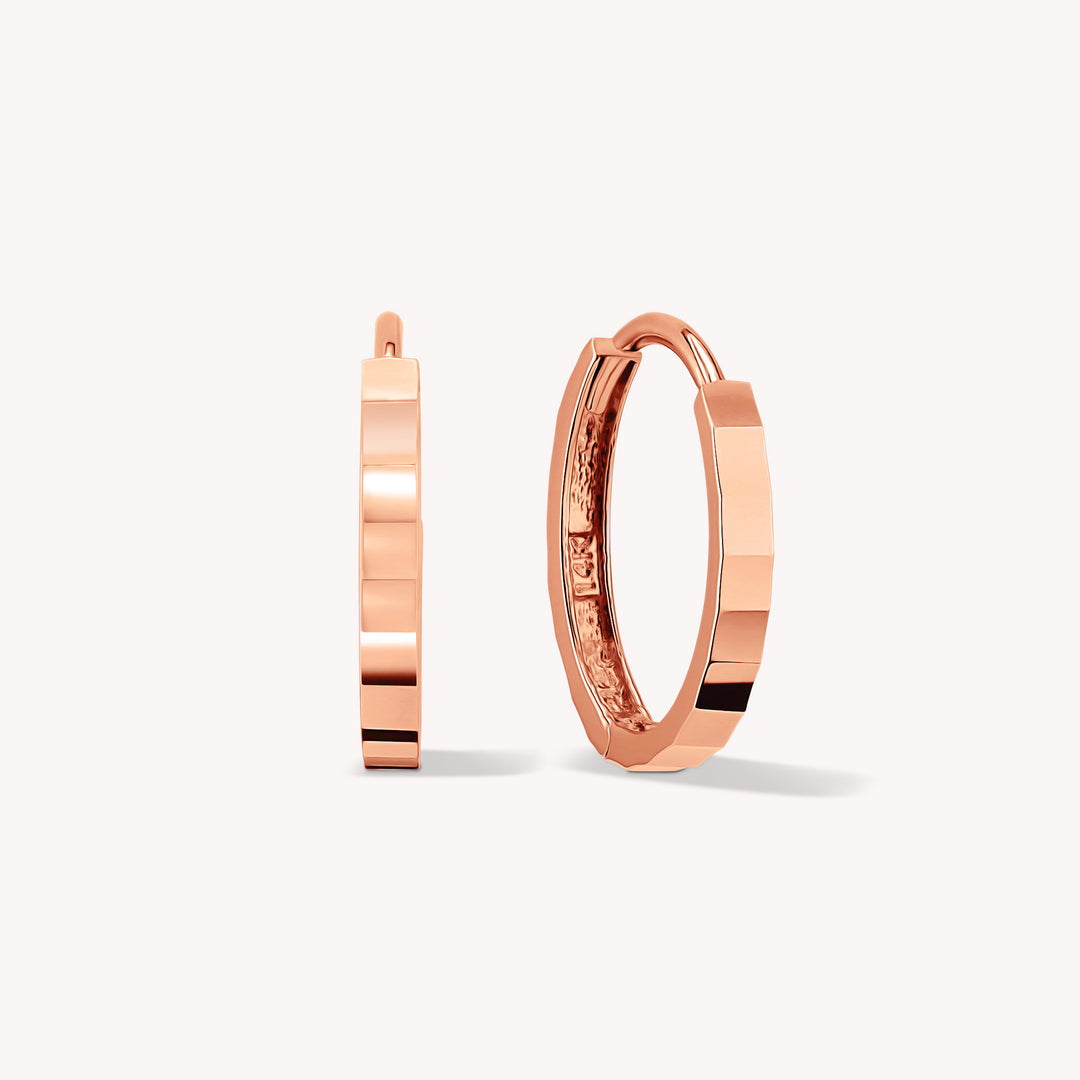 Faceted Light-Catching Shiny Hoop Earrings - Large 18mm