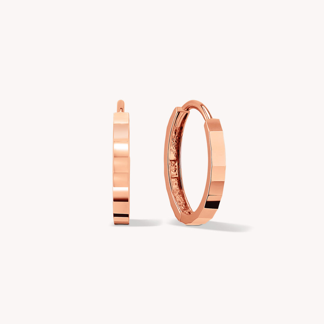 Faceted Light-Catching Shiny Hoop Earrings - Medium 15mm