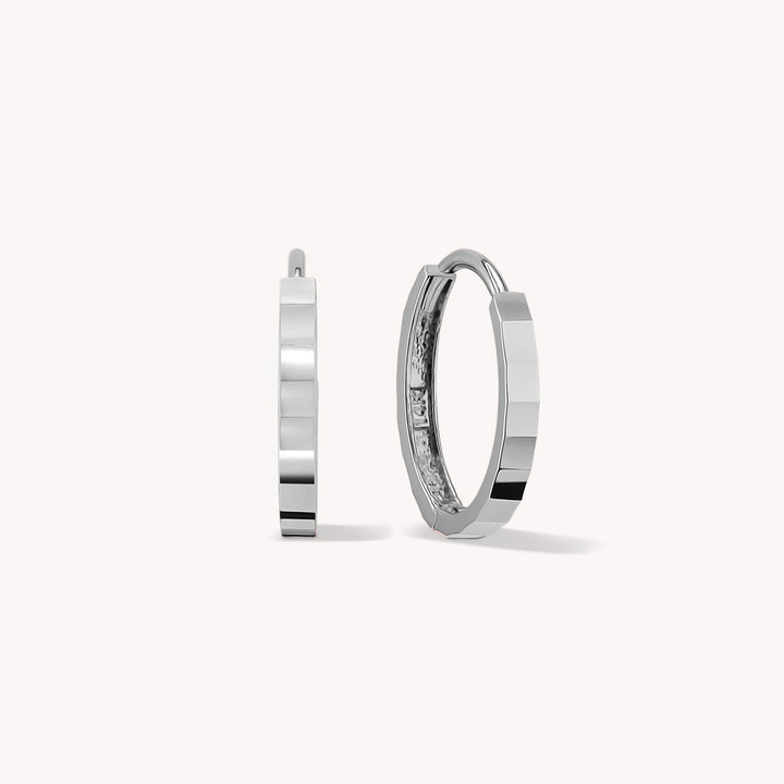 Faceted Light-Catching Shiny Hoop Earrings - Medium 13mm