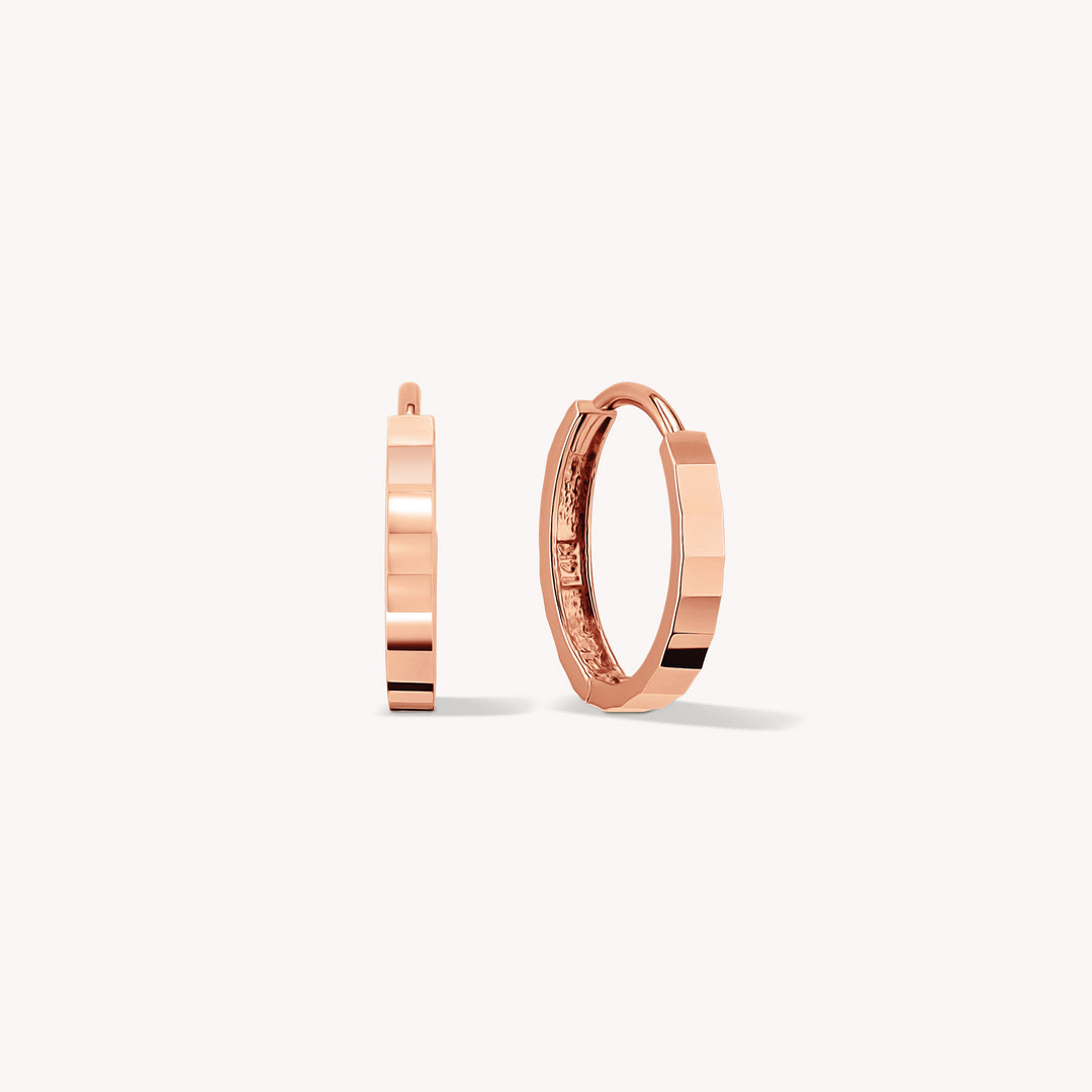 Faceted Light-Catching Shiny Hoop Earrings - Small 11mm