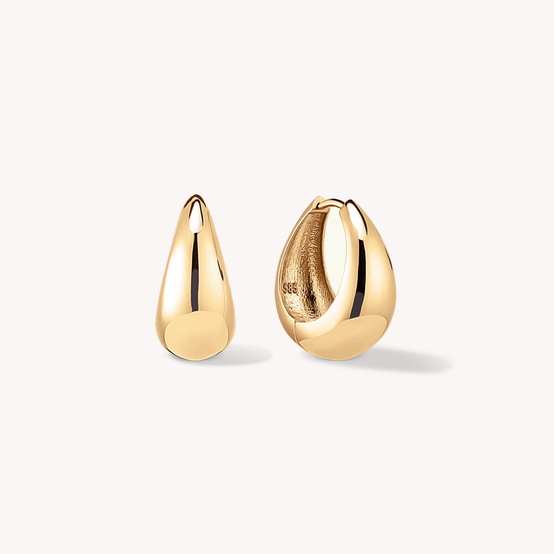 Teardrop Hoop Earrings in 14K Solid Gold - Medium 16mm