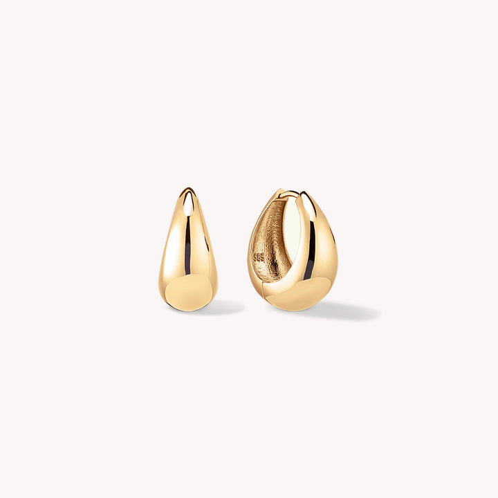 Teardrop Hoop Earrings in 14K Solid Gold - Small 11mm