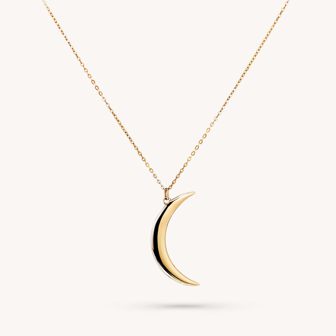 Crescent Moon Necklace 14k Solid Gold