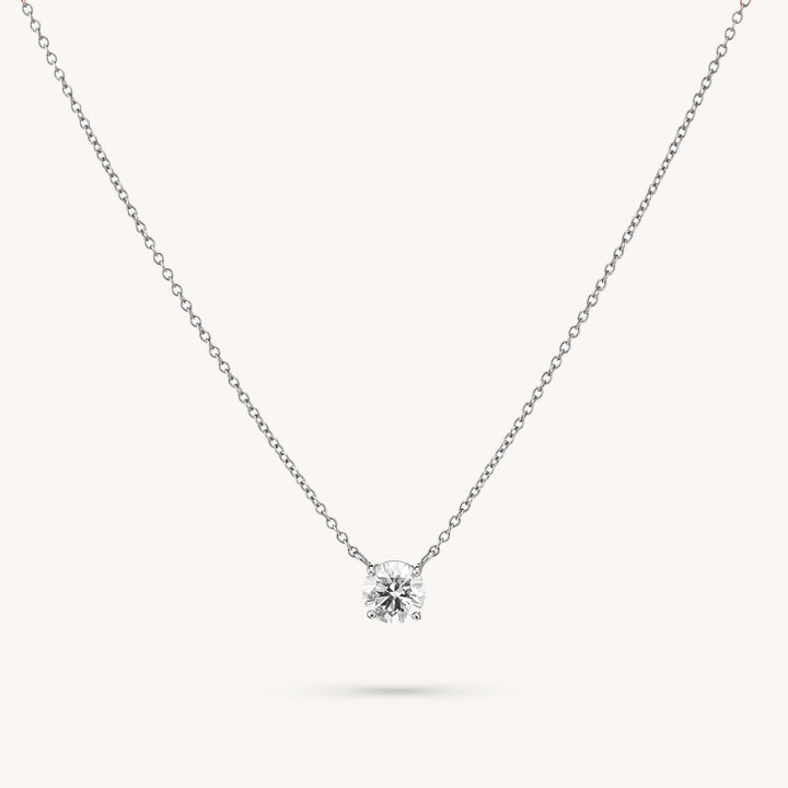 Lab Grown Diamond Solitaire Necklace on 14K Solid Gold Chain (1 ct. - 2 ct.)