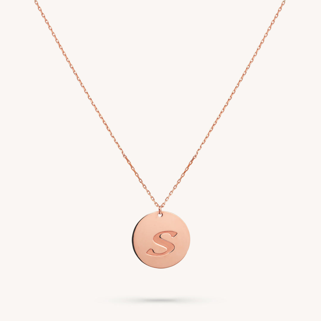 14K Real Gold Custom Charm Initial Disk Layering Necklace