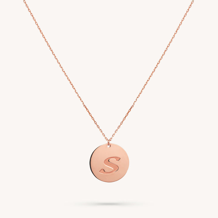 14K Real Gold Custom Charm Initial Disk Layering Necklace