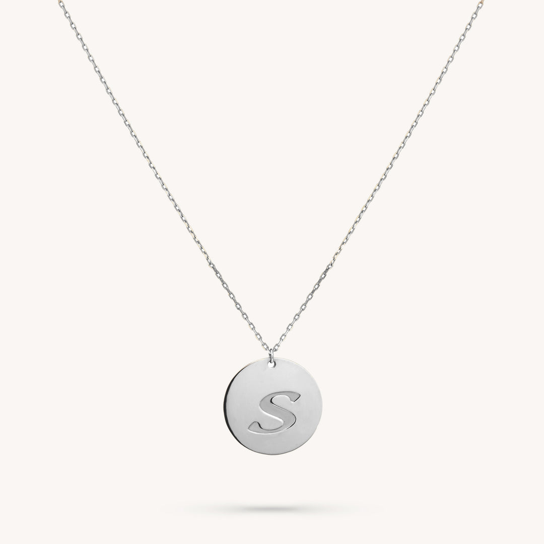 14K Real Gold Custom Charm Initial Disk Layering Necklace