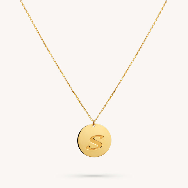 14K Real Gold Custom Charm Initial Disk Layering Necklace