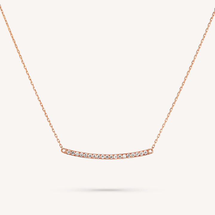 Diamond Bar Necklace – Dainty Curved Bar Necklace in 14K Solid Gold