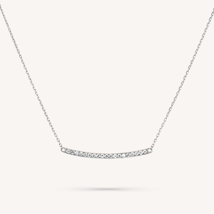 Diamond Bar Necklace – Dainty Curved Bar Necklace in 14K Solid Gold