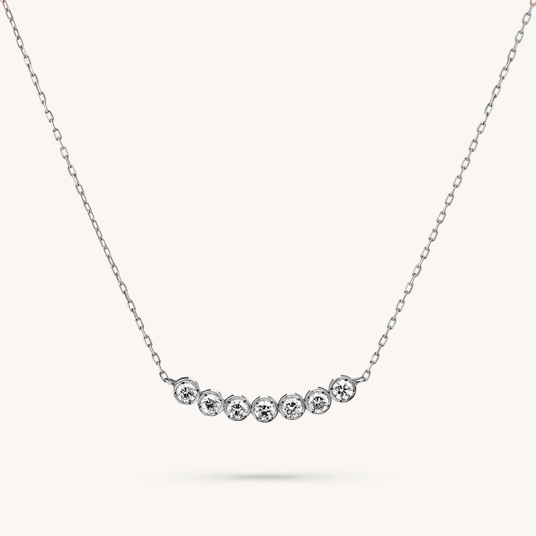 Curved Bezel Diamond Cluster Necklace – 7 Bezel Lab Grown Diamond Necklace in 14K Gold
