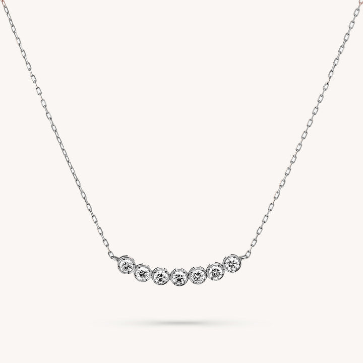 Curved Bezel Diamond Cluster Necklace – 7 Bezel Lab Grown Diamond Necklace in 14K Gold