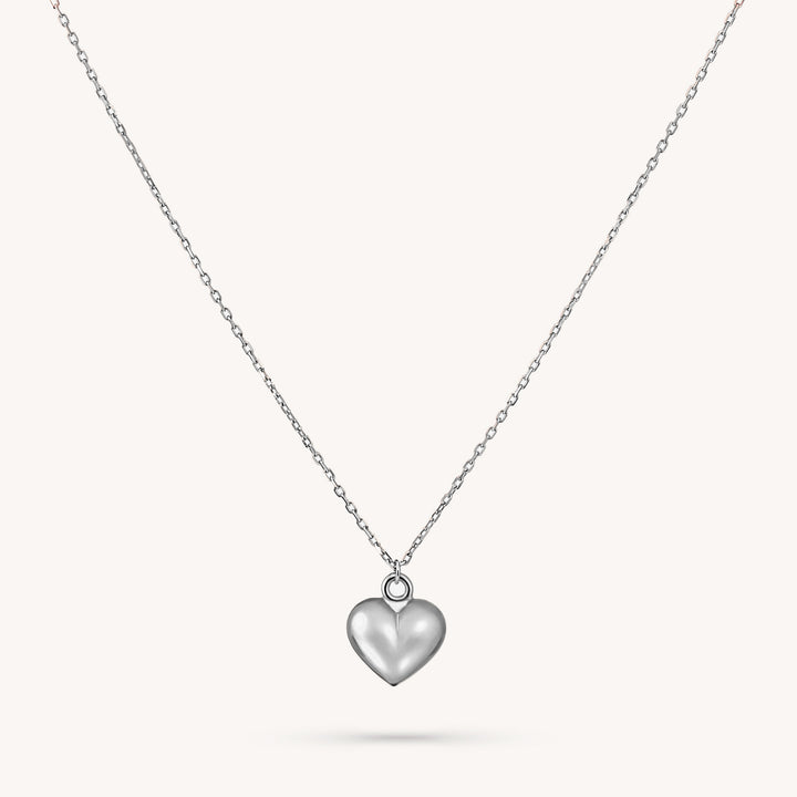 Puffed Heart Pendant Love Necklace in 14K Gold