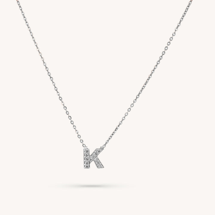 14K Solid Gold Diamond Initial Necklace – Personalized Bezel Letter Pendant