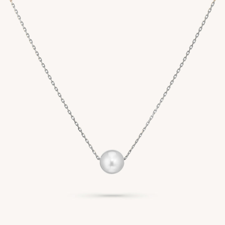 Single Pearl Necklace in 14K Solid Gold