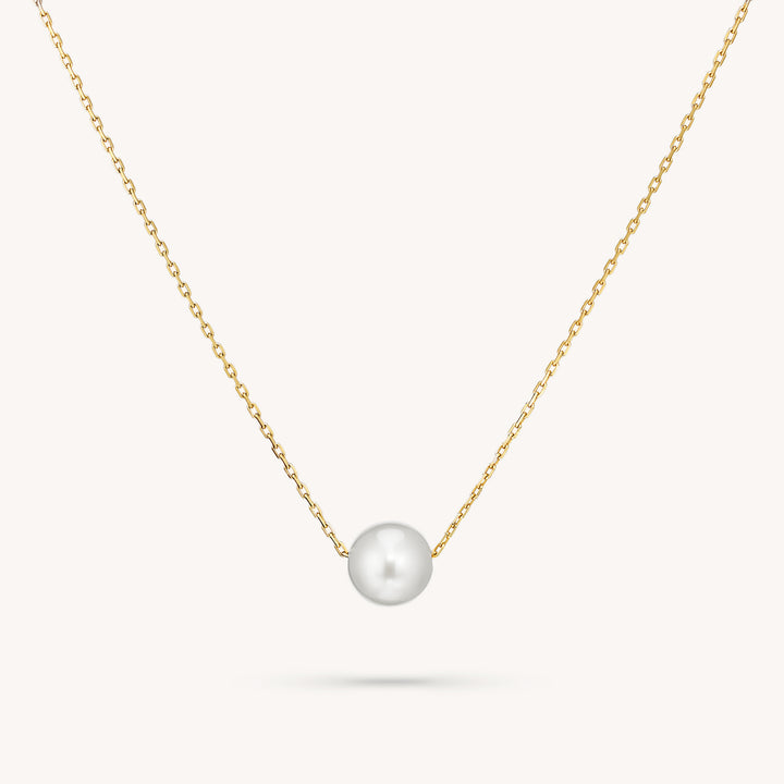 Single Pearl Necklace in 14K Solid Gold