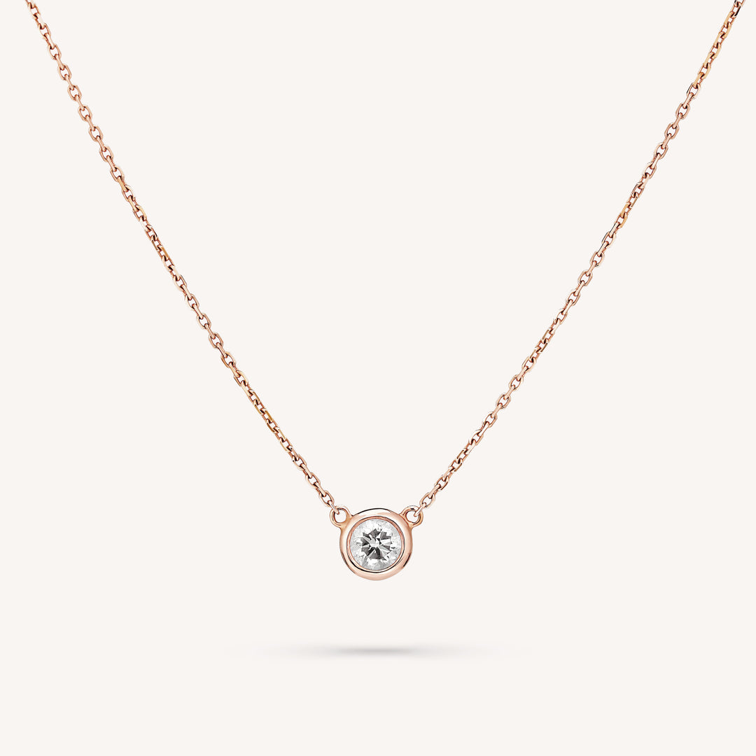 Lab Diamond Solitaire Necklace, Bezel Set Diamond Pendant